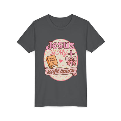Youth Tee — "Jesus Is My Safe Space" Christian Kids T-Shirt