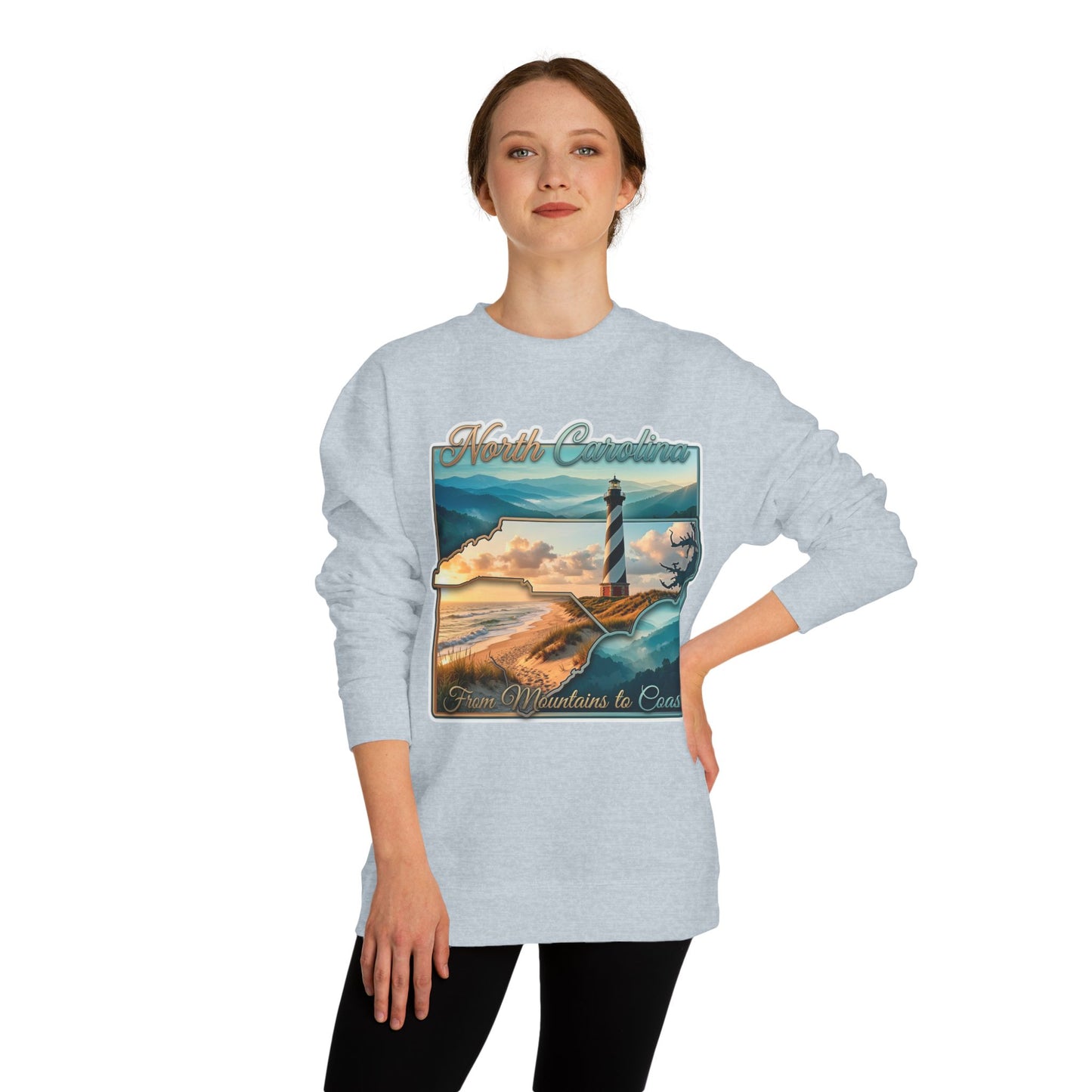 North Carolina Lighthouse Sweatshirt — From Mountains to Coast Scenic Crewneck