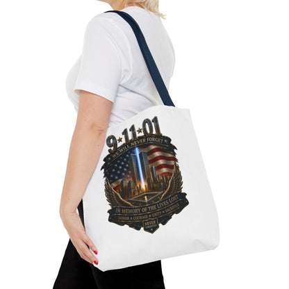 9·11 Memorial Tote Bag — We Will Never Forget Tribute Tote