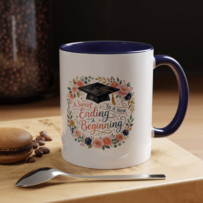 Graduation Floral Coffee Mug — "A Sweet Ending to a New Beginning"