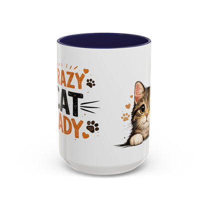 Cat Mug — "Crazy Cat Lady" Cute Kitten Accent Coffee Mug (11/15 oz)