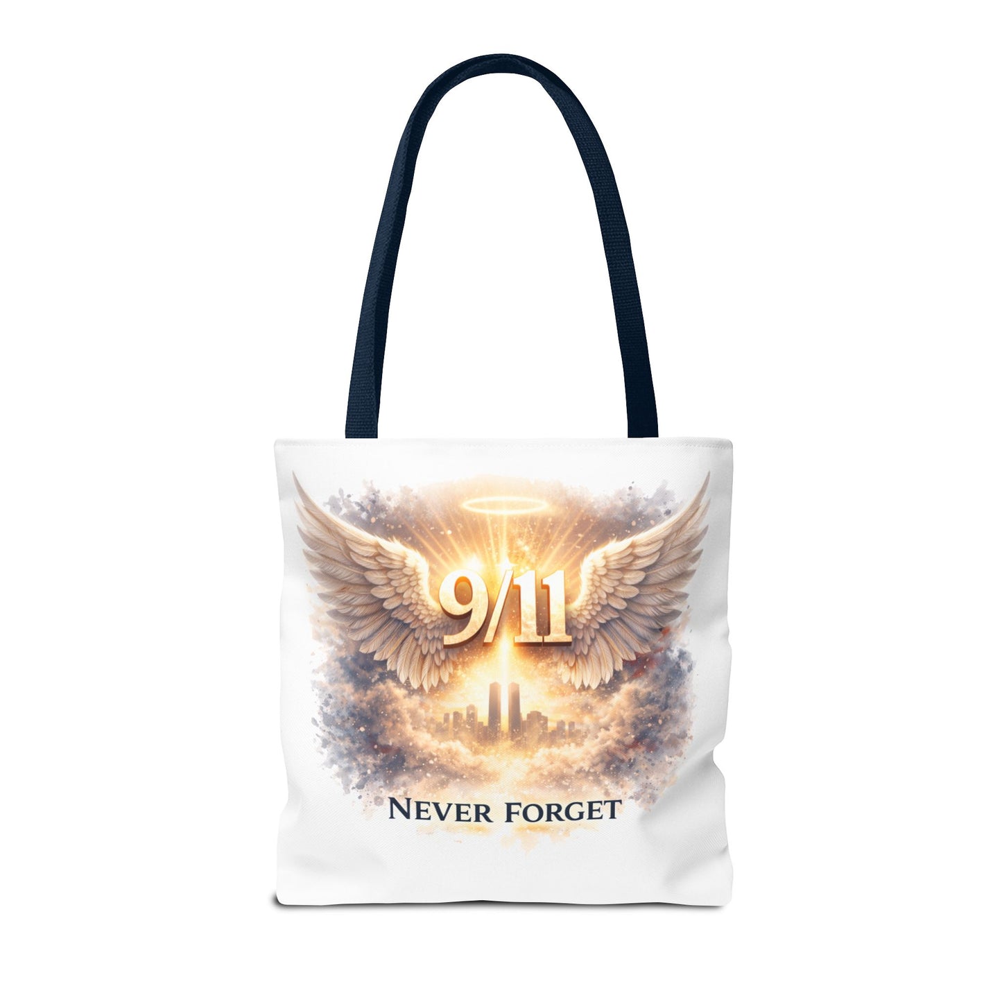 9/11 Memorial Tote Bag – 'Never Forget' Angel Wings Tribute