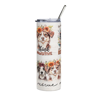 Rescued Dog Stainless Steel Tumbler — 20oz Floral Rescue Pet Travel Cup