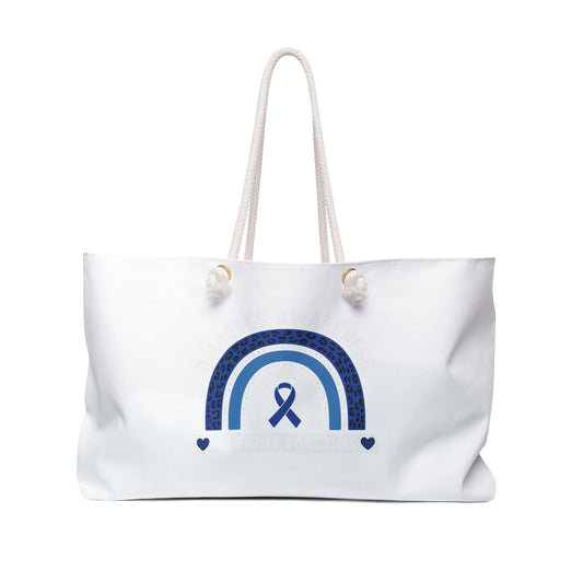 Blue Awareness Ribbon Rainbow Weekender Bag - Travel Tote for Support & Advocacy