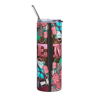 Nurse Life 20oz Stainless Steel Tumbler – Medical Scrubs, Stethoscope & Rx Design