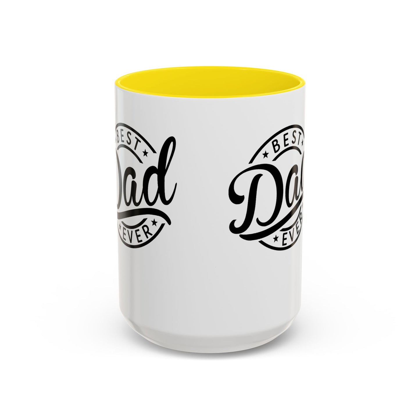 Best Dad Ever Accent Coffee Mug — Black Handle & Inner Rim, Father's Day Gift (11oz & 15oz)