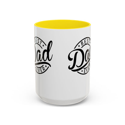 Best Dad Ever Accent Coffee Mug — Black Handle & Inner Rim, Father's Day Gift (11oz & 15oz)
