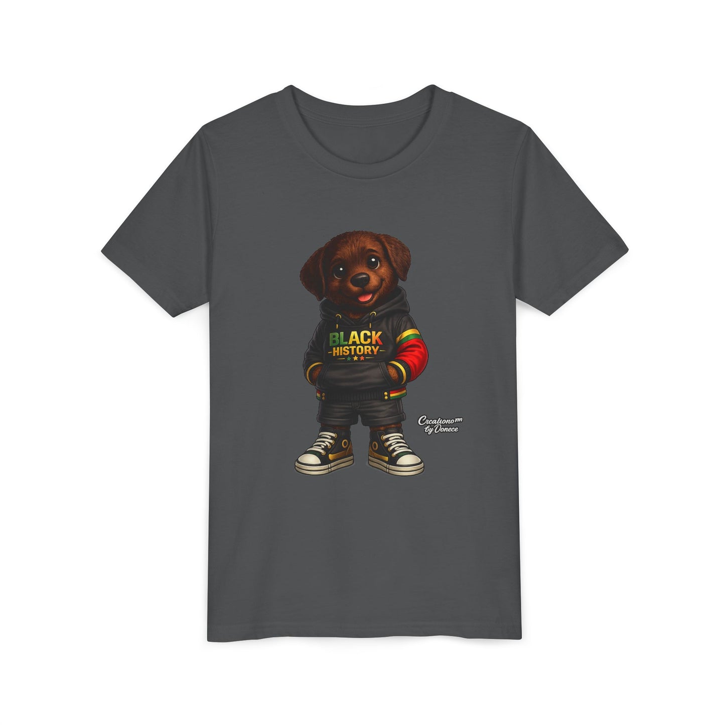 Youth Tee — Cute Puppy 'Black History' Graphic Shirt