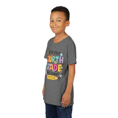 Watch Out Fourth Grade Here I Come Youth T‑Shirt — Back to School Kids Tee