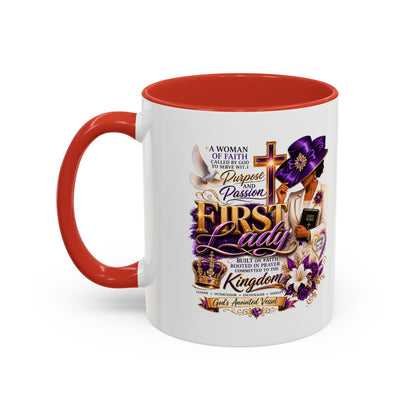 First Lady of Faith Accent Coffee Mug — Inspirational Christian Gift (11/15oz)
