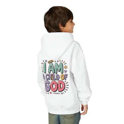 Youth Hoodie — "I Am a Child of God" Inspirational Kids Hooded Sweatshirt
