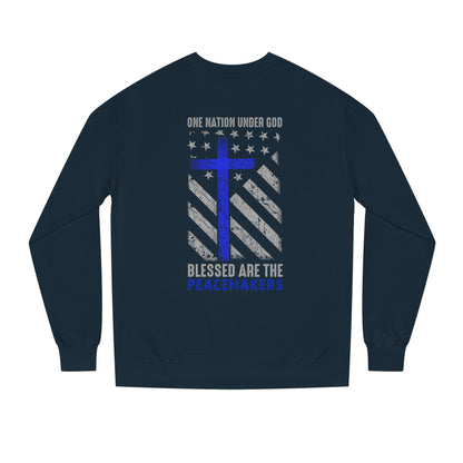 Blessed Are The Peacemakers Crewneck Sweatshirt — One Nation Under God Christian Flag Design