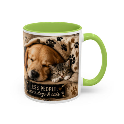Dog & Cat Coffee Mug - "Less People, More Dogs & Cats" Accent Ceramic Mug