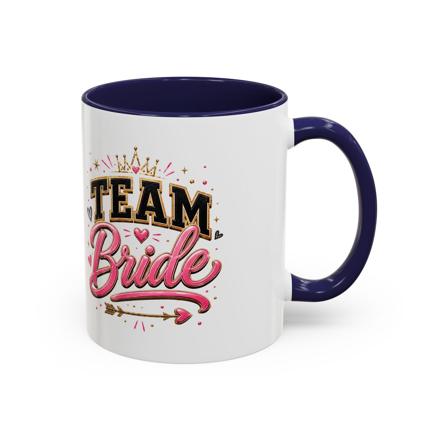 Team Bride Accent Coffee Mug — Pink & Gold Bachelorette Bridal Shower Gift (11/15 oz)