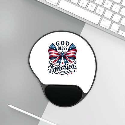 Patriotic "God Bless America" Mouse Pad with Wrist Rest