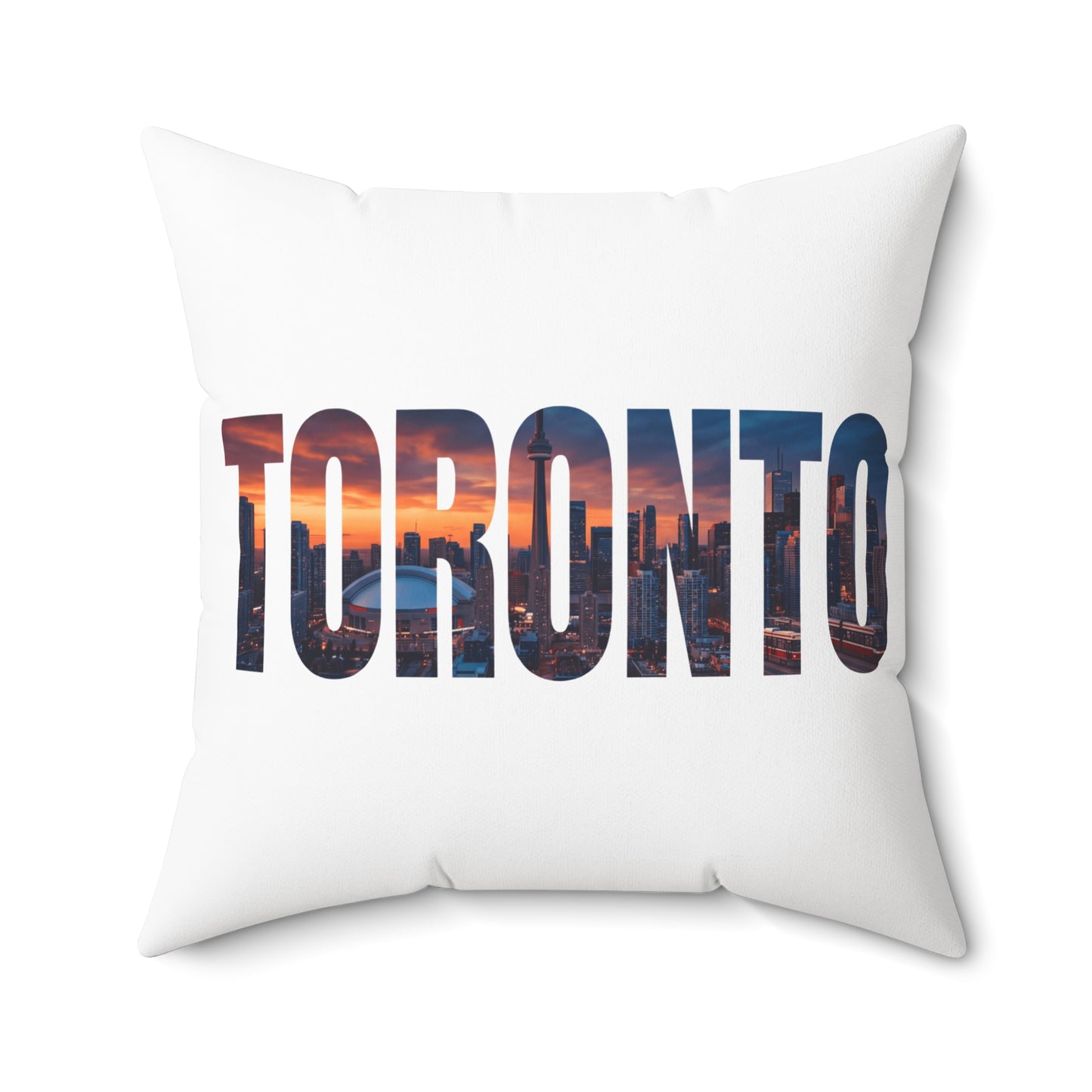 Toronto Skyline Throw Pillow — City Name Photo-Print Accent Pillow