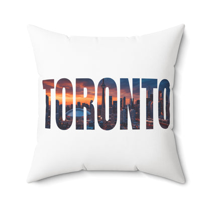 Toronto Skyline Throw Pillow — City Name Photo-Print Accent Pillow