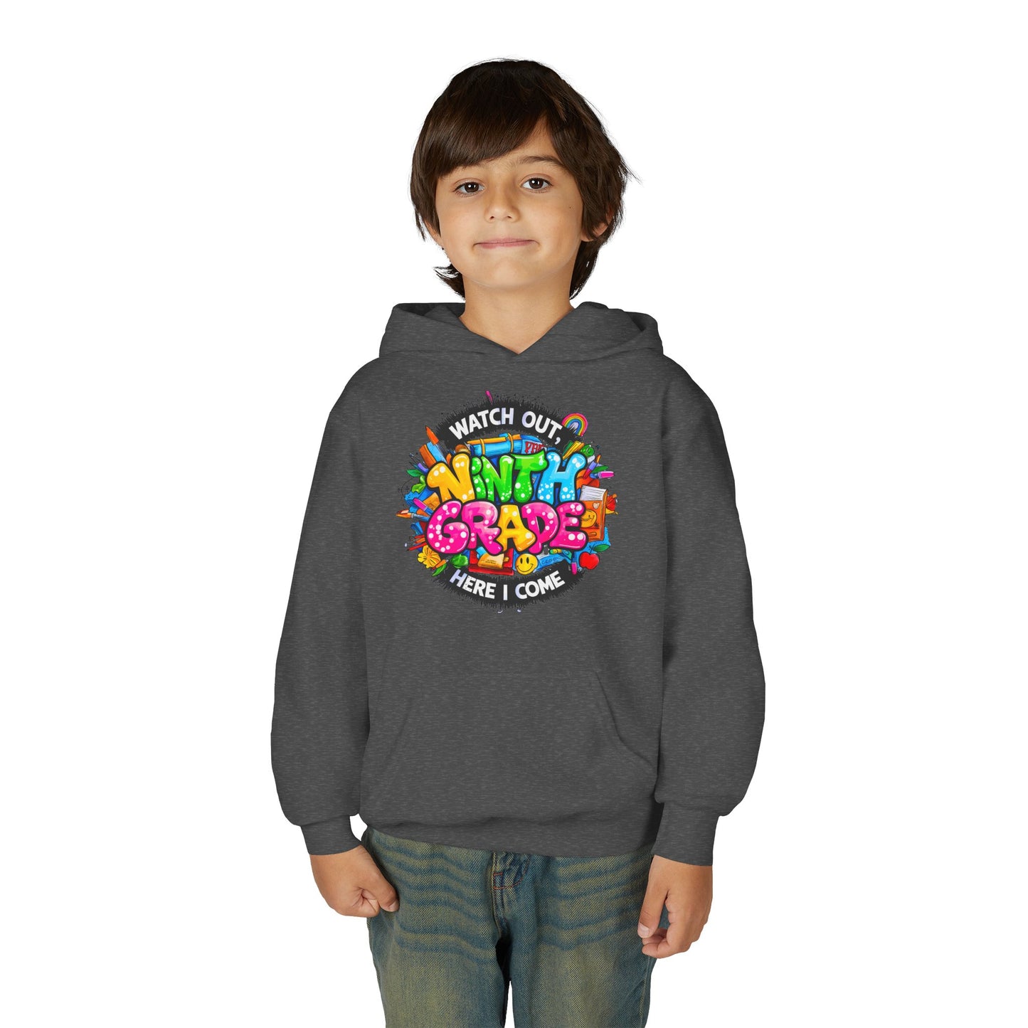 Kids' 4th Grade Hoodie – "Watch Out 4th Grade Here I Come" Colorful Back-to-School Sweatshirt