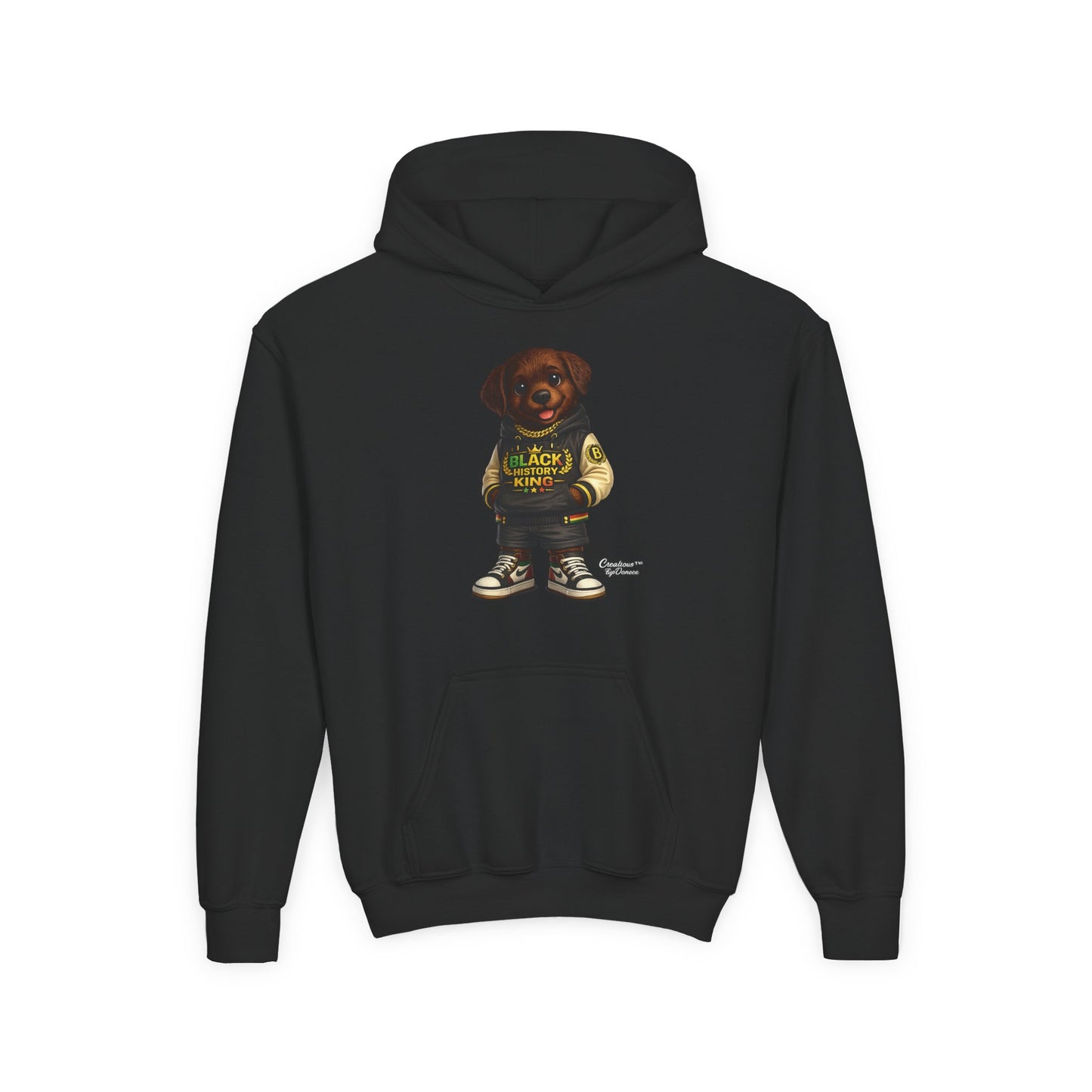 Youth Hoodie — 'Black History Kid' Puppy Graphic Sweatshirt