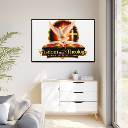 Framed Canvas Print — "Wisdom and Theology" Dove & Bible Wall Art