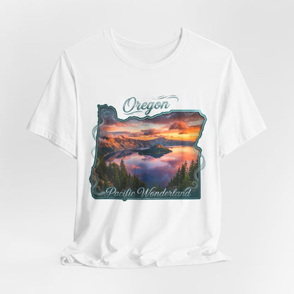 Oregon Pacific Wonderland T‑Shirt — Scenic Sunset State Map Tee