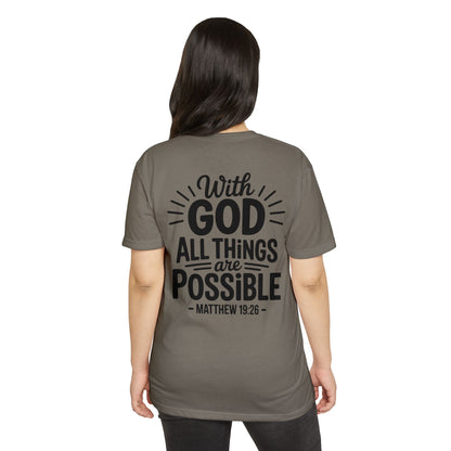 With God All Things Are Possible T-Shirt — Matthew 19:26 Christian Faith Tee