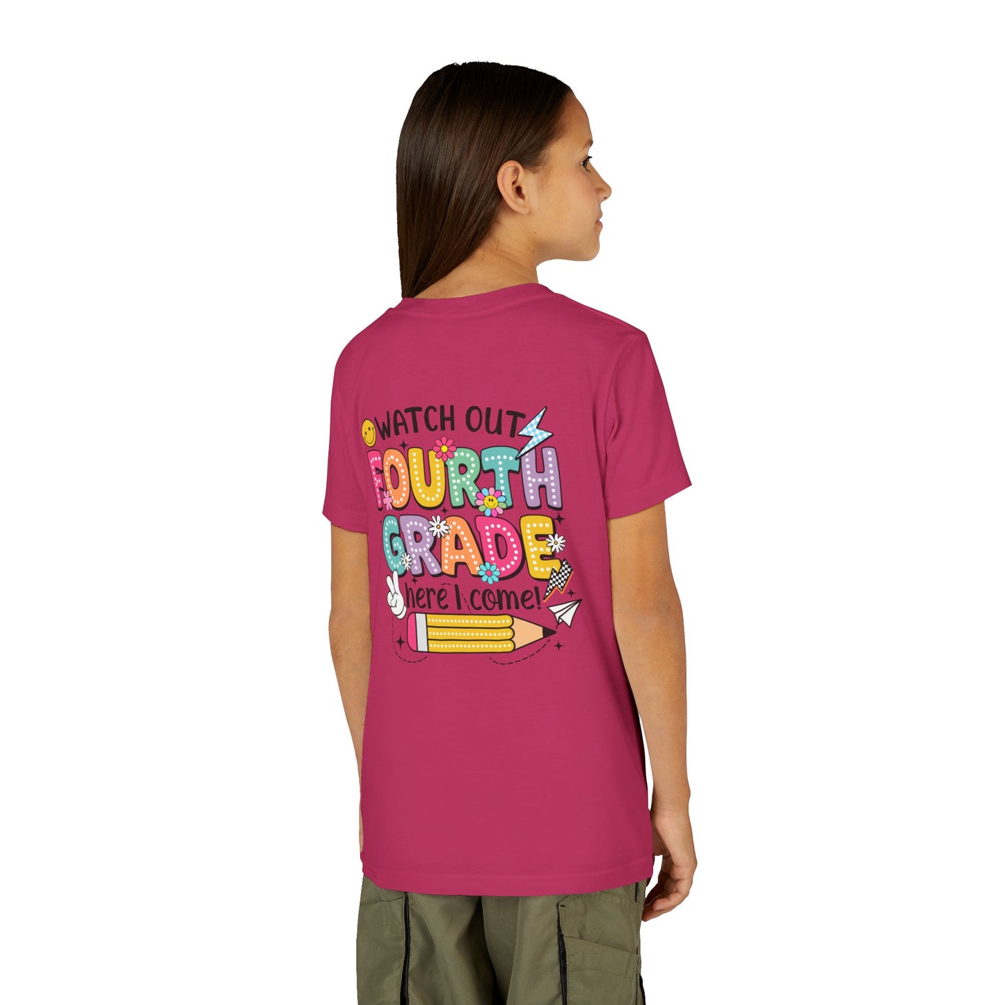 Watch Out Fourth Grade Here I Come Youth T‑Shirt — Back to School Kids Tee