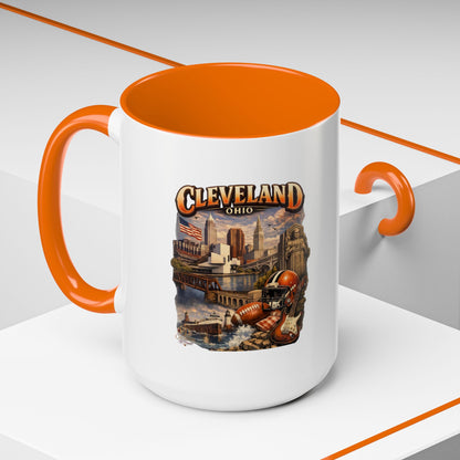 Cleveland Ohio Vintage Football Accent Coffee Mug (11/15oz)