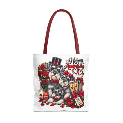 Anniversary Schnauzer Tote Bag — "Happy Anniversary" Romantic Floral Gift