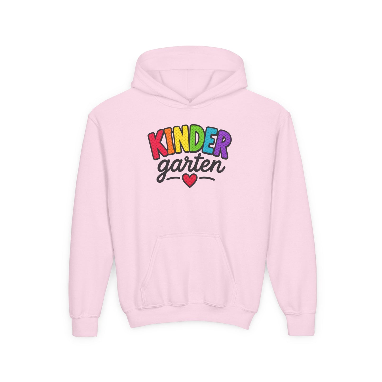 Kindergarten Kids Hoodie — Colorful Heart Graphic Back-to-School Sweatshirt
