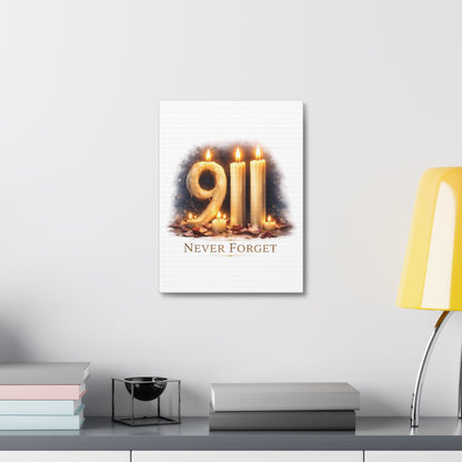 9/11 Never Forget Candle Memorial Stretched Canvas