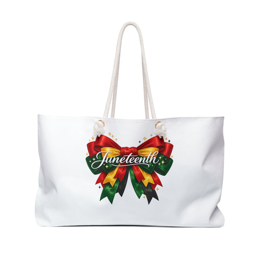 Juneteenth Ribbon Weekender Bag — Patriotic Celebration Travel Tote