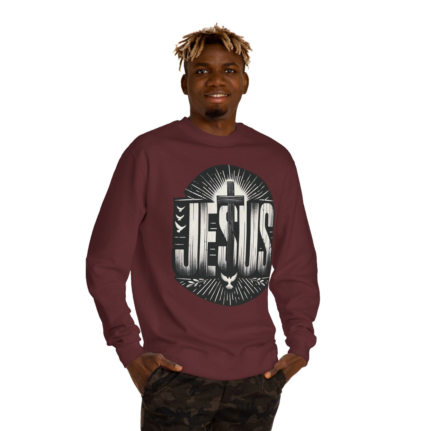 Jesus Graphic Sweatshirt — Vintage Religious Cross & Lamb Crewneck