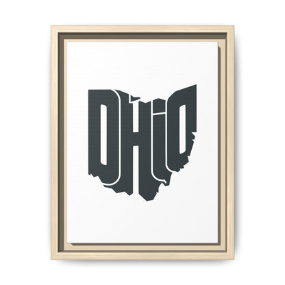 Ohio State Shape Matte Canvas Wall Art — Framed Modern State Typography Print