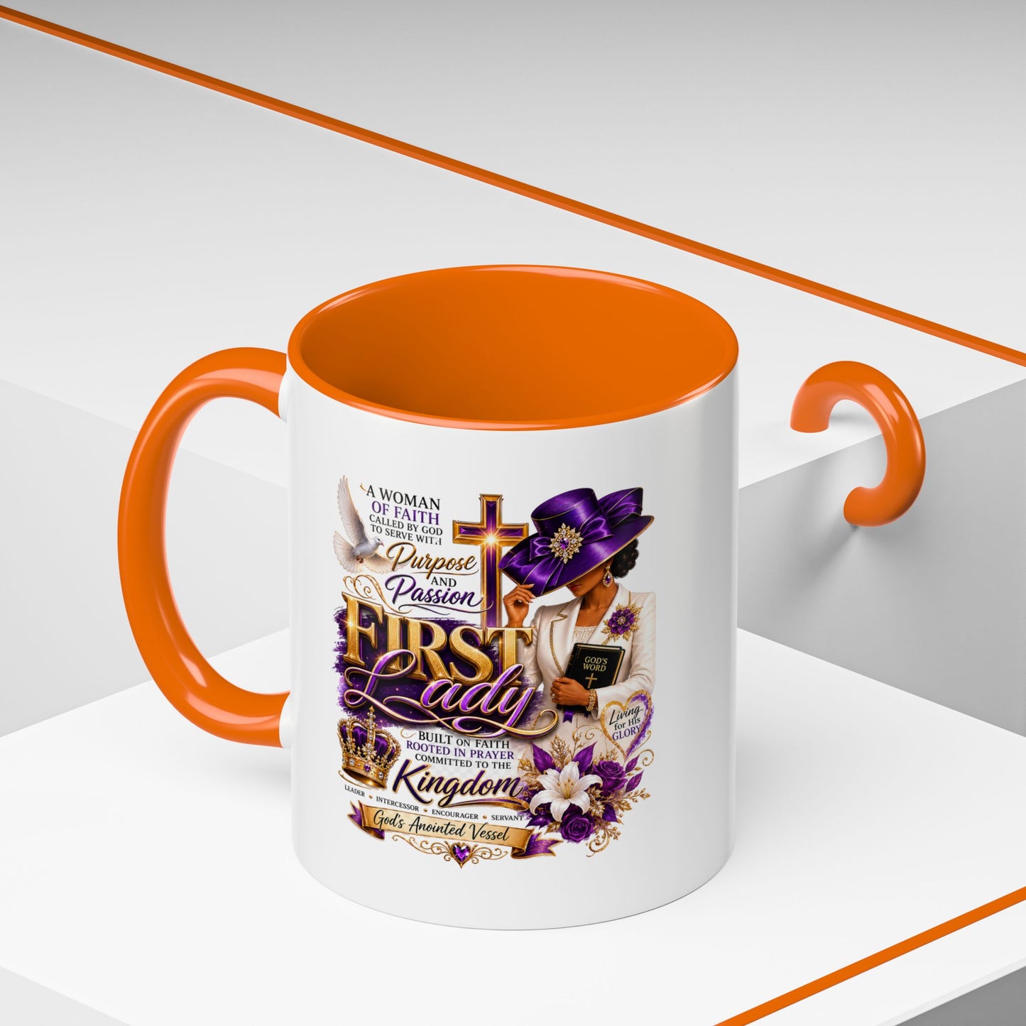 First Lady of Faith Accent Coffee Mug — Inspirational Christian Gift (11/15oz)