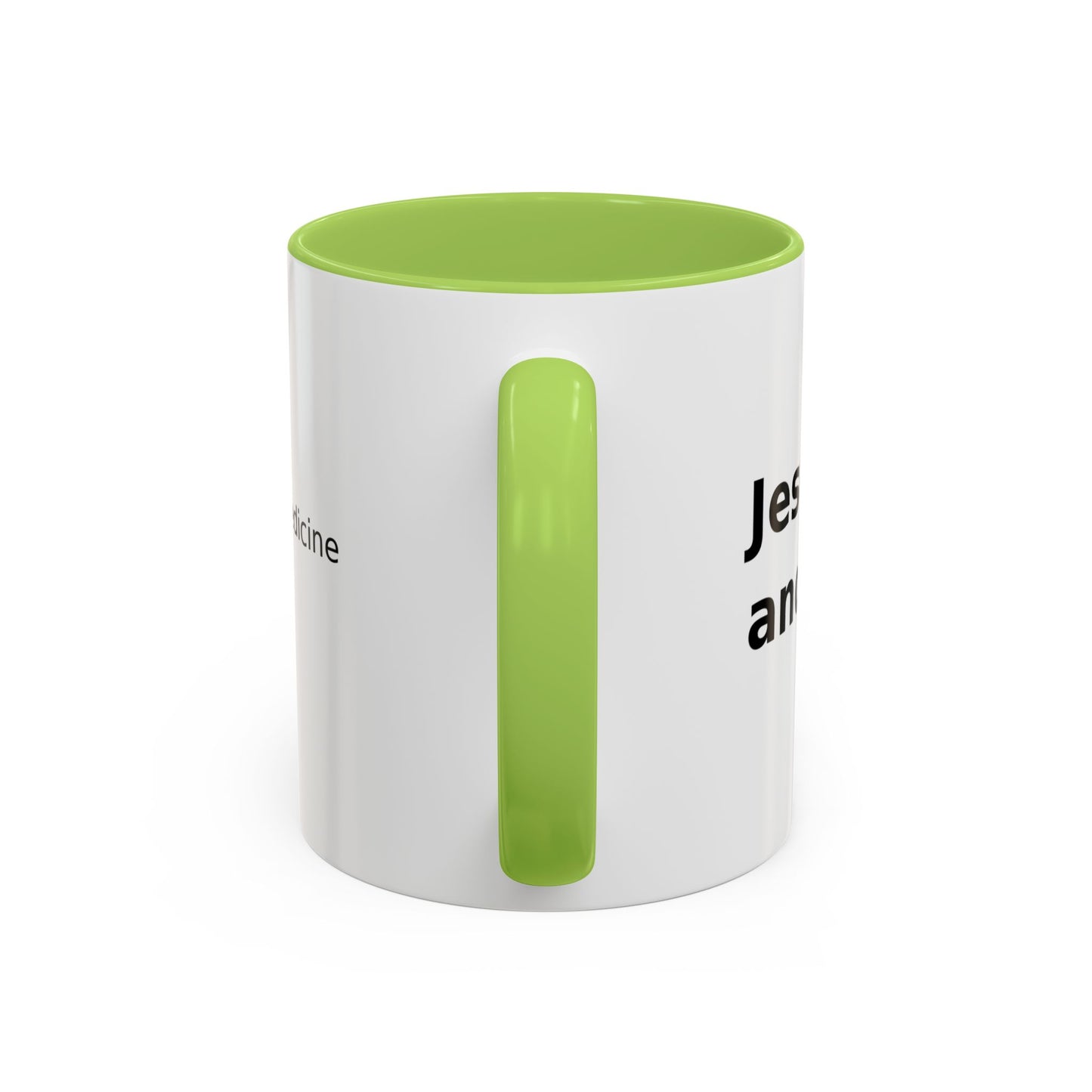 Accent Coffee Mug — “Faith + Medicine: Insulin Saves” Black-Accent Mug (11/15 oz)