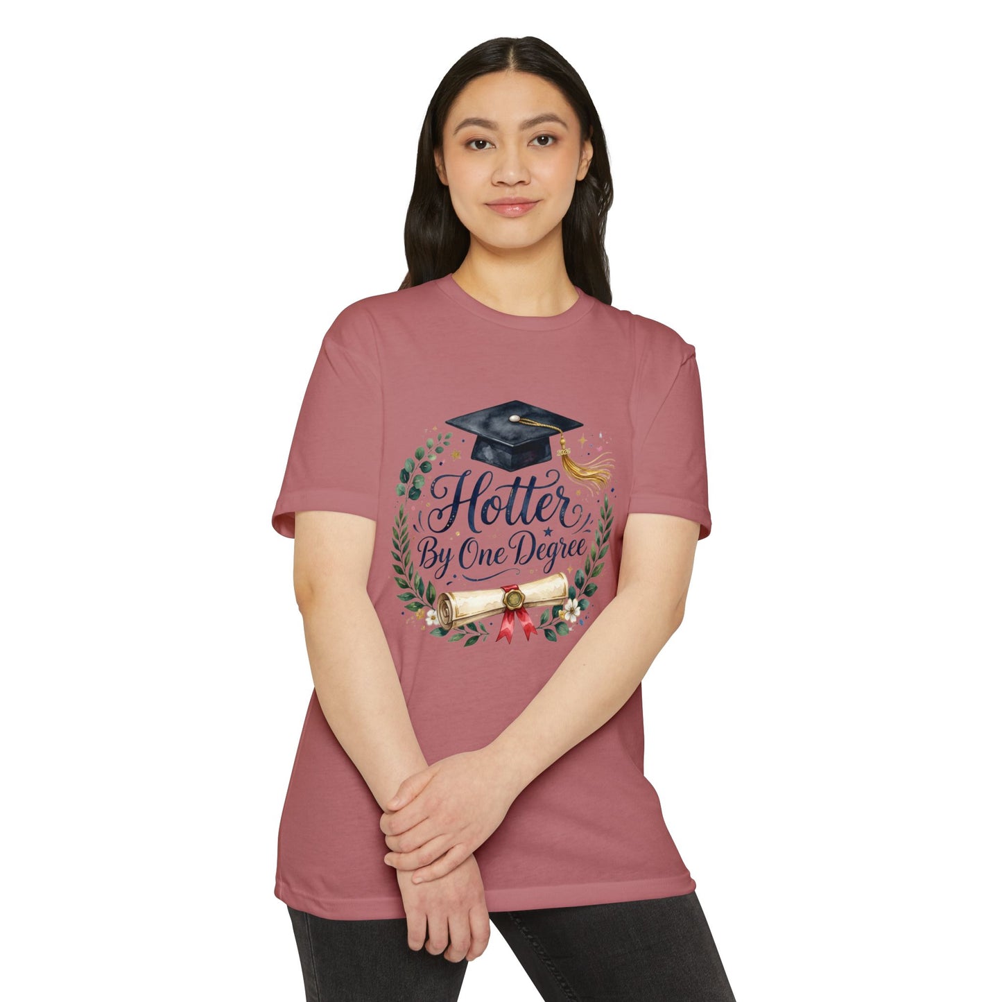 Graduation T-Shirt — "Hotter By One Degree" Cap & Diploma Design