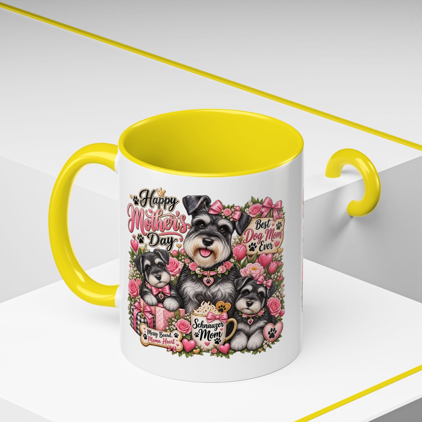Mother's Day Schnauzer Coffee Mug — "Best Dog Mom Ever" Accent Mug (11/15oz)