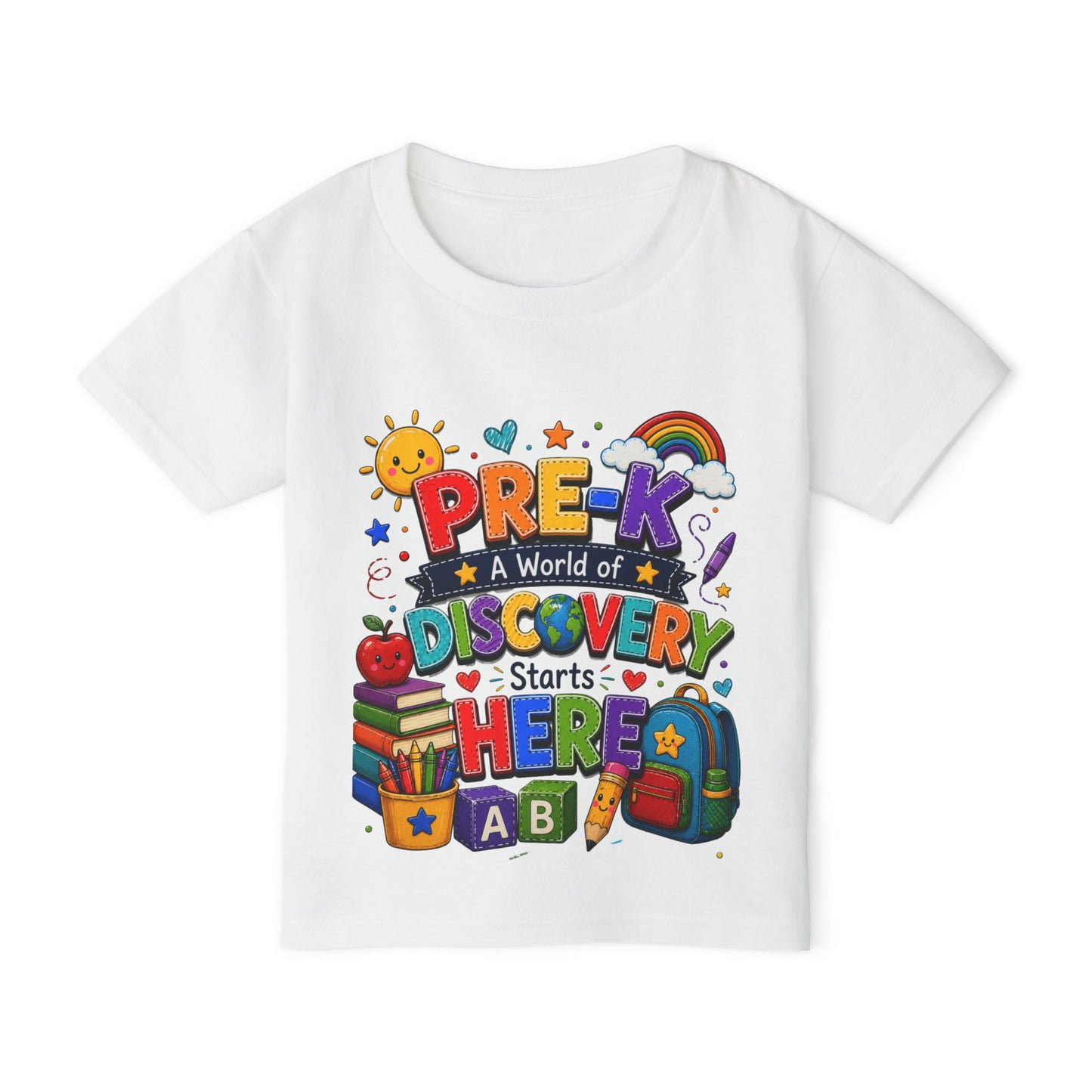 Toddler T‑Shirt — "Pre-K: A World of Discovery Starts Here" Colorful Back-to-School Tee