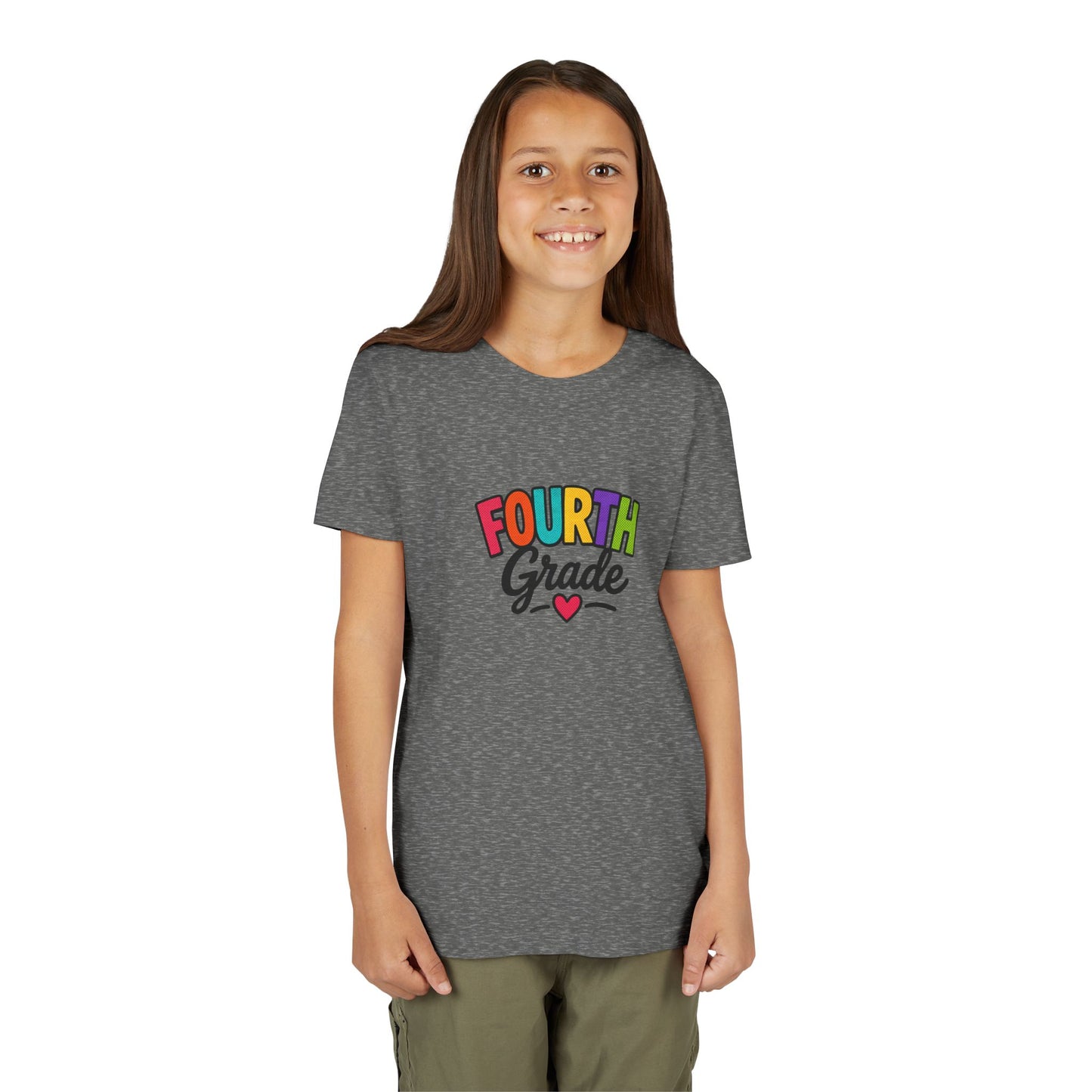 Fourth Grade Youth Tee — Colorful Back-to-School Shirt with Heart