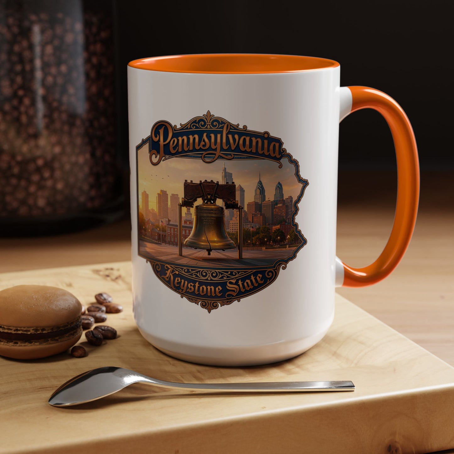 Pennsylvania Keystone State Coffee Mug — Liberty Bell & Philadelphia Skyline Accent Mug (11/15oz)