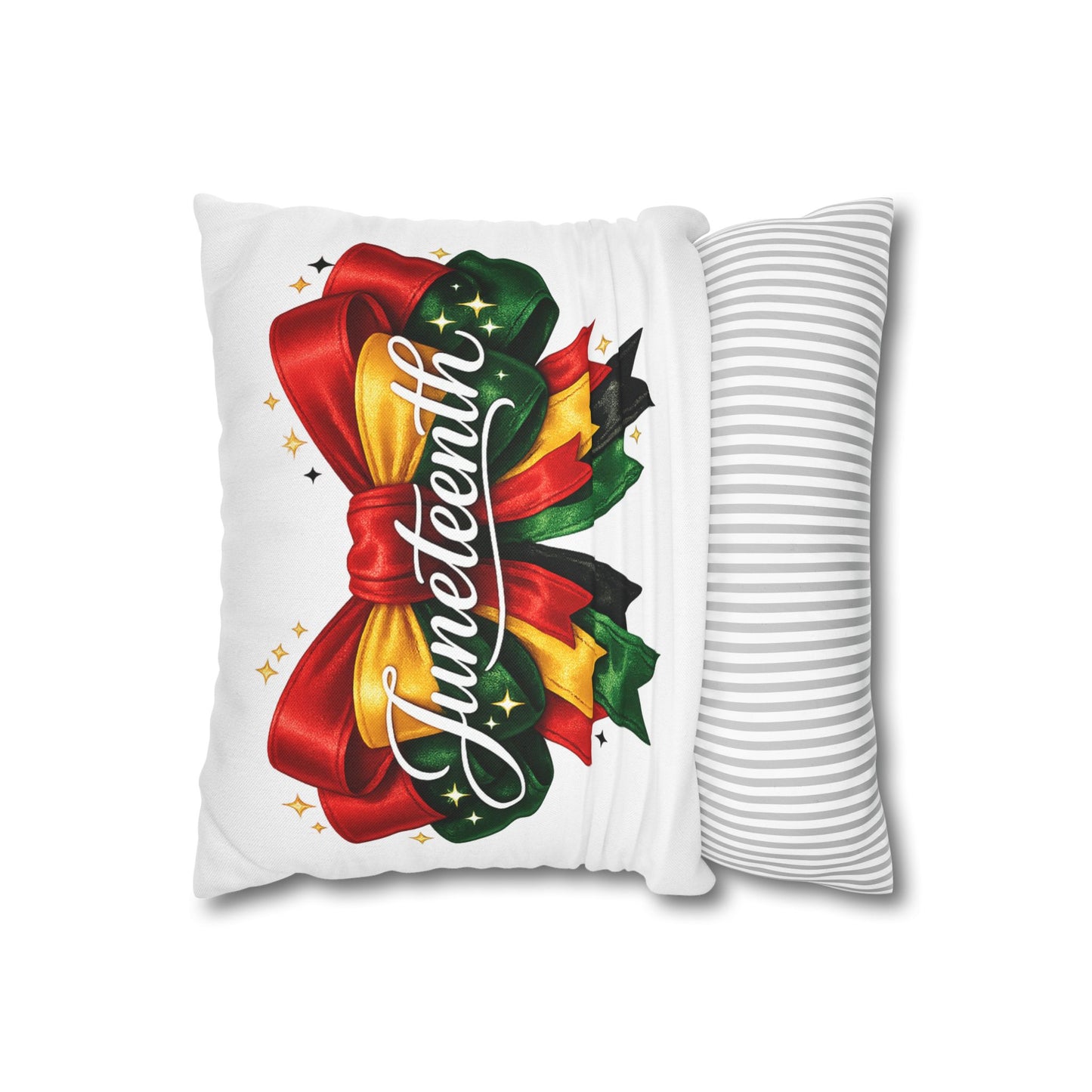 Juneteenth Decorative Pillowcase – Red, Gold & Green Ribbon Accent