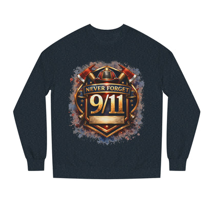 Never Forget 9/11 Sweatshirt — Memorial Firefighter Tribute Crewneck