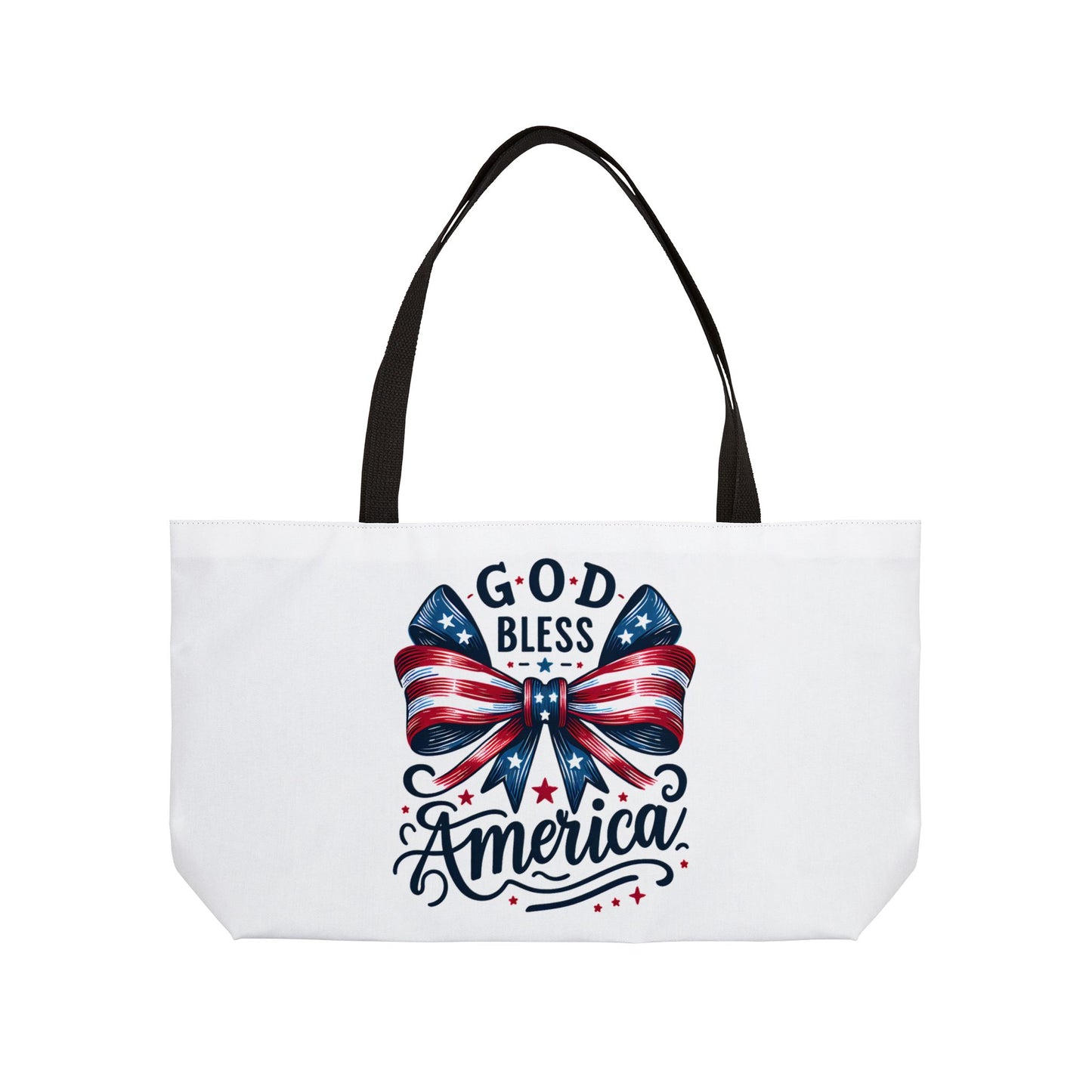 Weekender Tote Bag - "God Bless America" Patriotic Bow Beach & 4th of July Tote