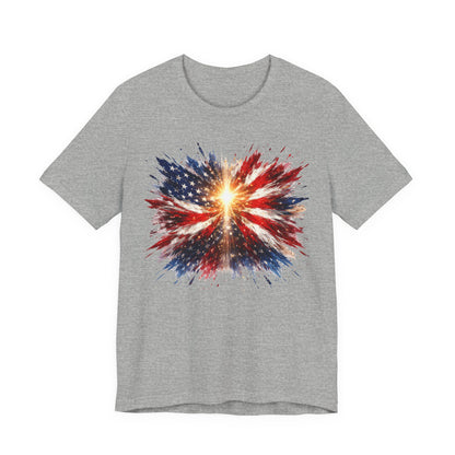 American Flag Explosion T‑Shirt — Patriotic Firework USA Tee