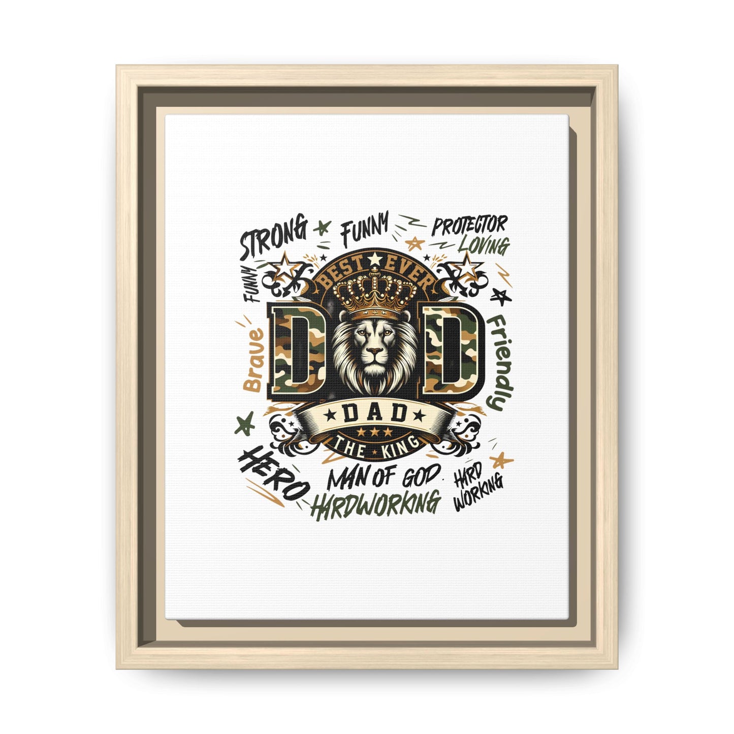 Framed Matte Canvas 'Best Ever DAD' Wall Art – Lion King Design, Father’s Day Gift