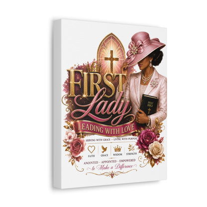 First Lady Leading With Love Canvas Wall Art — Faith-Based Church Decor