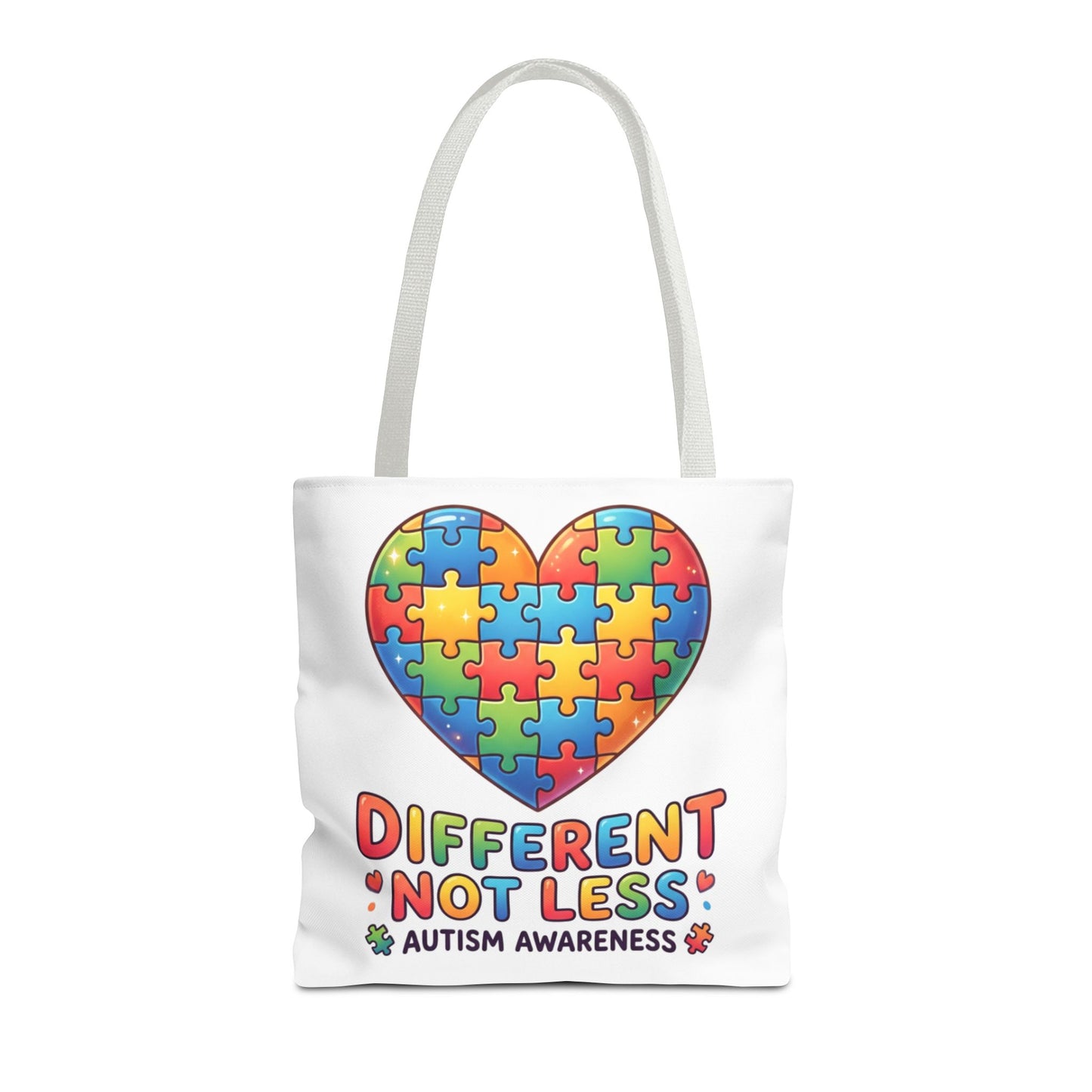 Autism Awareness Tote Bag — "Different Not Less" Puzzle Heart