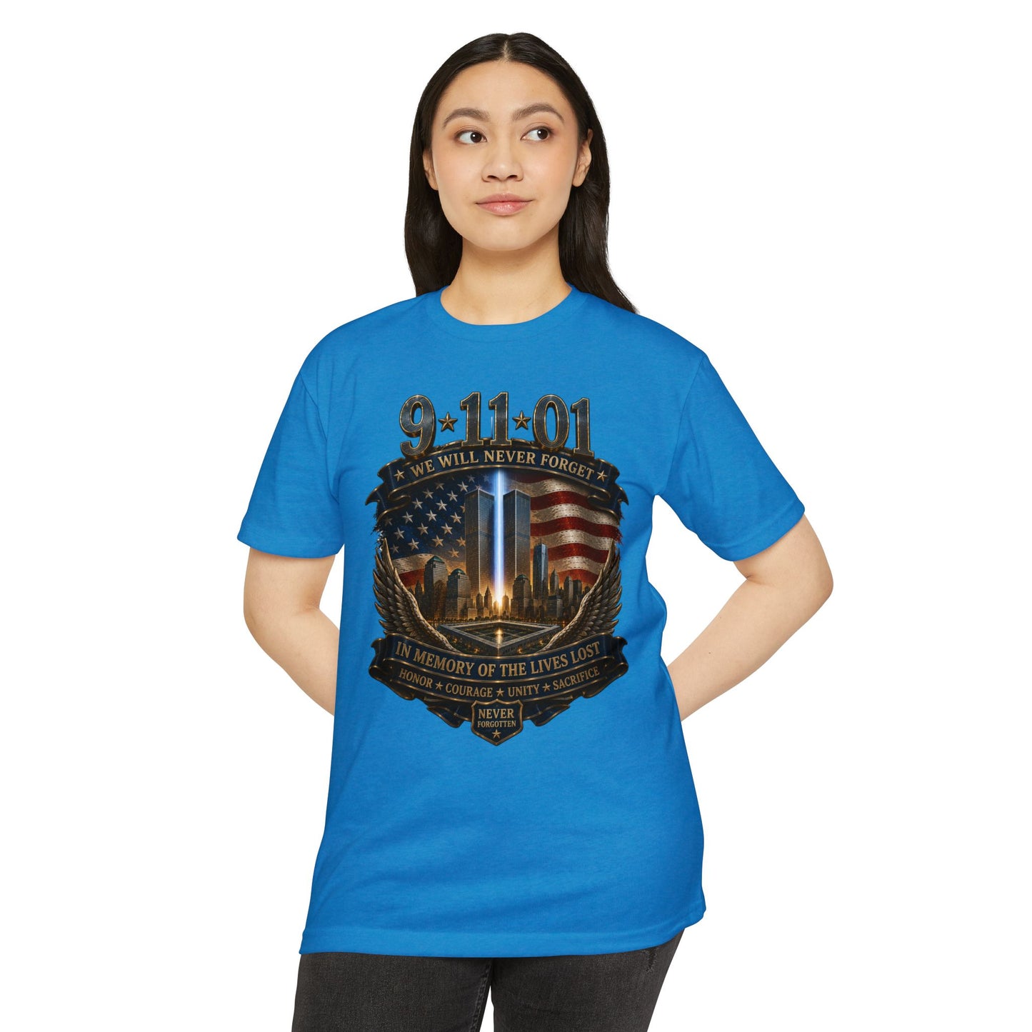 9/11 Memorial T-Shirt — "We Will Never Forget" Tribute Tee