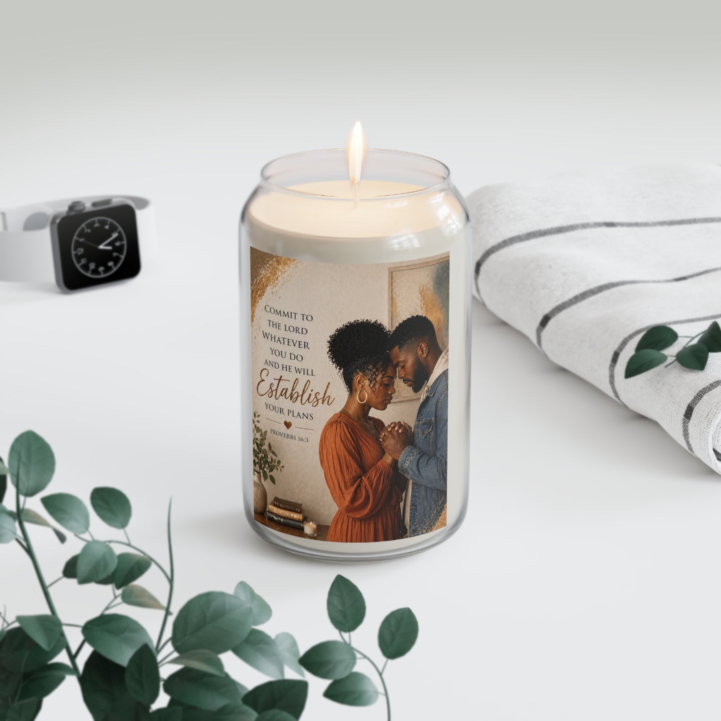 Scripture Prayer Candle — "Commit to the Lord" Scented Soy Candle (13.75oz)